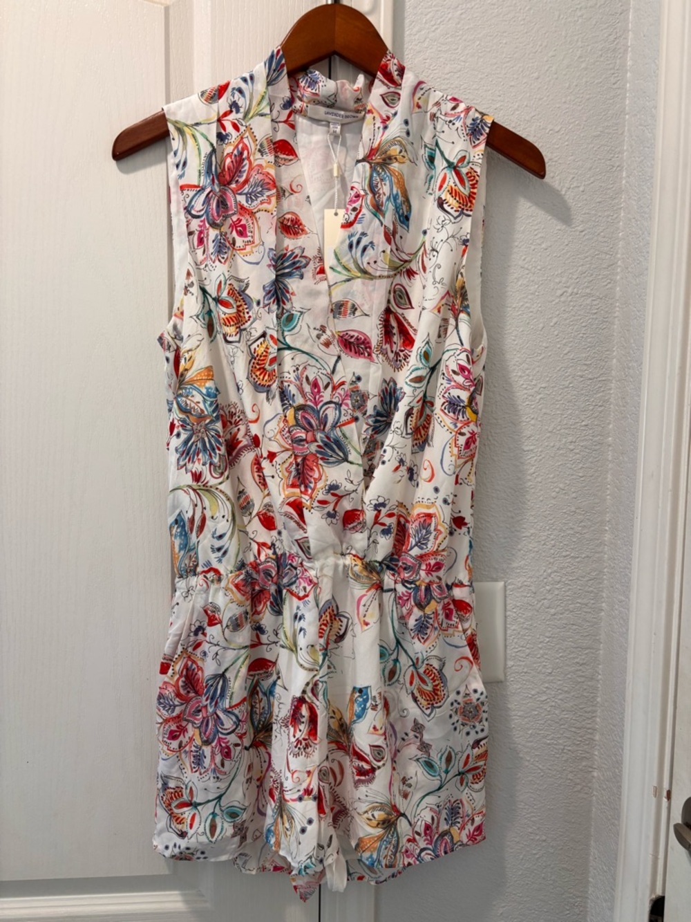 Lavender Brown 100% Silk Floral Romper – NWT | Boho Luxe | Size M - Picture 3 of 9